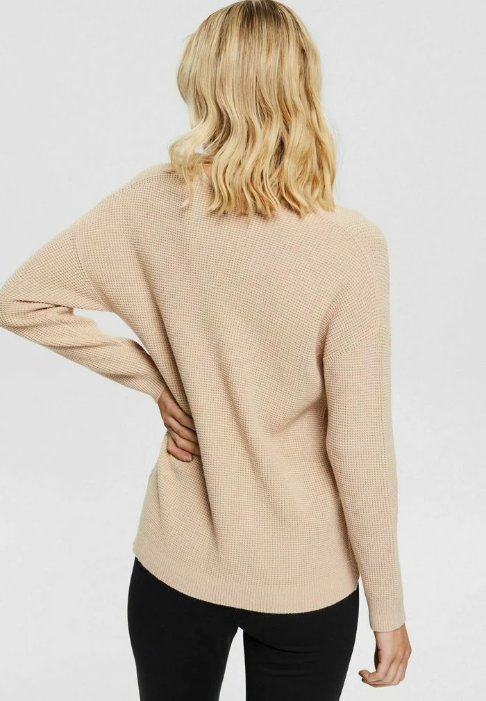 Edc By Esprit V-NECK STRUCTURE SWEATER - Jumper - Beige 3 Edc By Esprit V-NECK STRUCTURE SWEATER - Jumper - Beige - Image 3