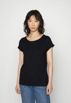 Edc By Esprit SLUB ROUND NECK - Basic T-shirt - Black