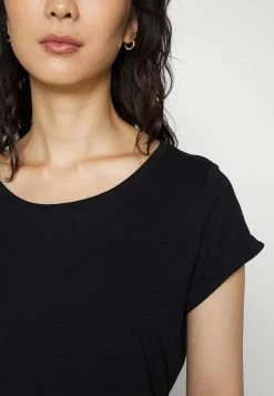 Edc By Esprit SLUB ROUND NECK - Basic T-shirt - Black -edc by Esprit Shop 0296901fd8134b0a997f828ffe620bc0