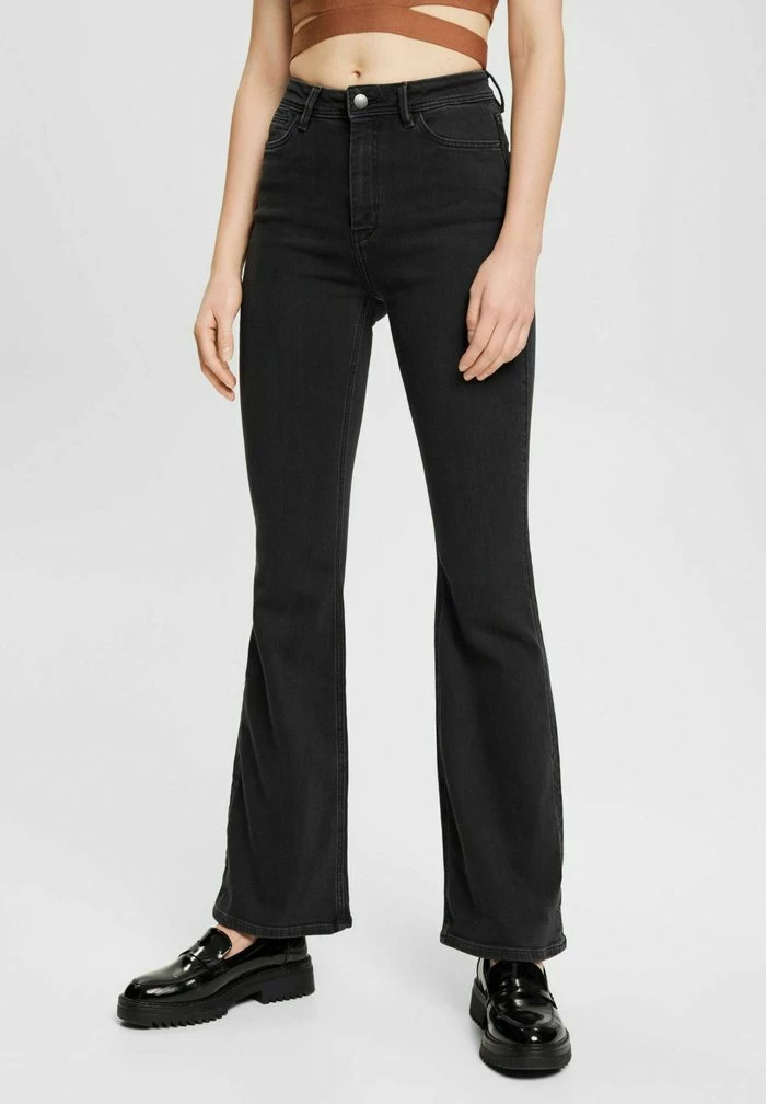Edc By Esprit Flared Jeans - Black Dark Washed 1 Edc By Esprit Flared Jeans - Black Dark Washed