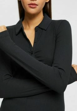 Edc By Esprit LONGSLEEVE MIT POLOKRAGEN - Polo Shirt - Black -edc by Esprit Shop 062e8206430949c18485a61c31a5e78c