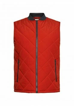 Edc By Esprit Waistcoat - Red Orange -edc by Esprit Shop 08985df47af84ddc9d5a1d734bb79d58