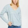 Edc By Esprit GESPRENKELTES - Long Sleeved Top - Petrol Blue