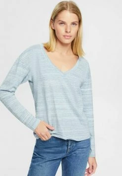 Edc By Esprit GESPRENKELTES - Long Sleeved Top - Petrol Blue