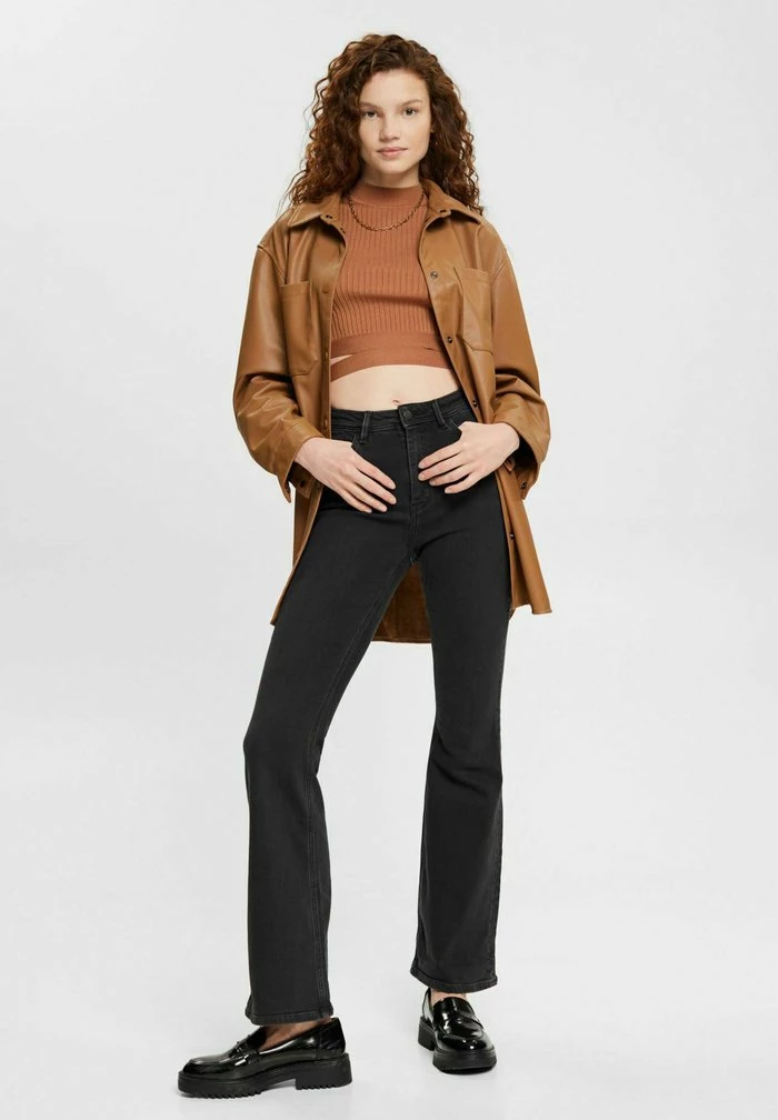 Edc By Esprit Flared Jeans - Black Dark Washed 2 Edc By Esprit Flared Jeans - Black Dark Washed - Image 2