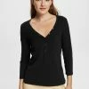 Edc By Esprit MIT HENLEY AUSSCHNITT - Long Sleeved Top - Black
