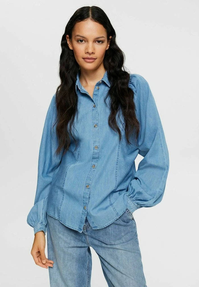 Edc By Esprit Button-down Blouse - Blue Light Wash 1 Edc By Esprit Button-down Blouse - Blue Light Wash