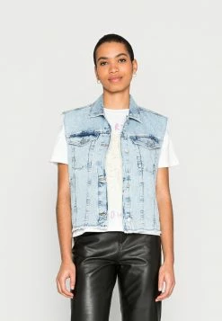Edc By Esprit VEST - Waistcoat - Blue Medium Wash