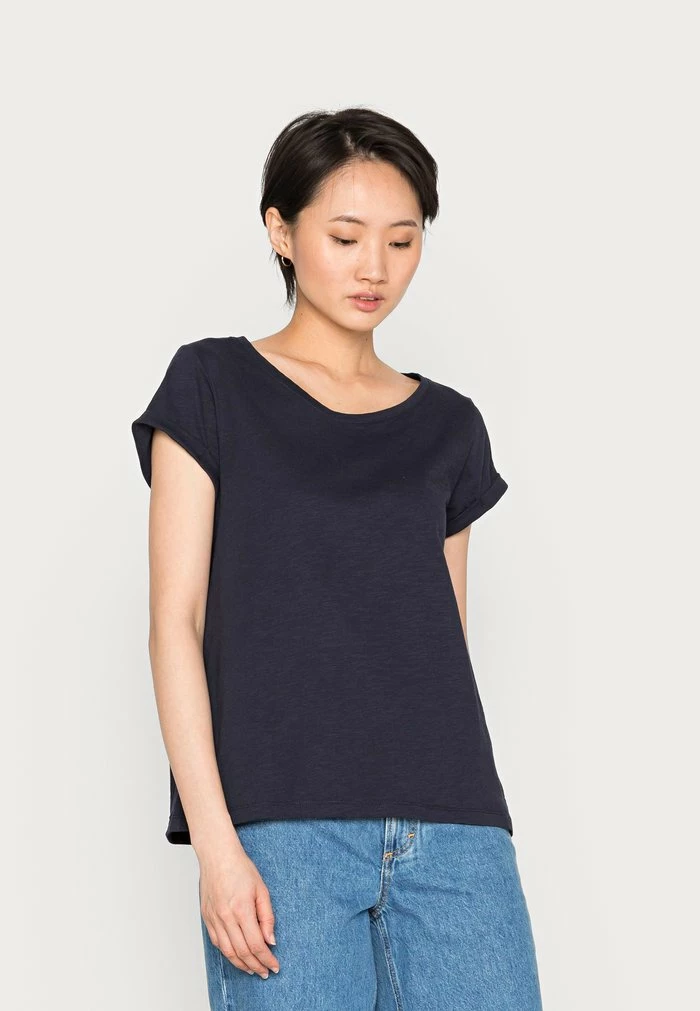 Edc By Esprit SLUB ROUND NECK 2 PACK - Basic T-shirt - Navy 1 Edc By Esprit SLUB ROUND NECK 2 PACK - Basic T-shirt - Navy