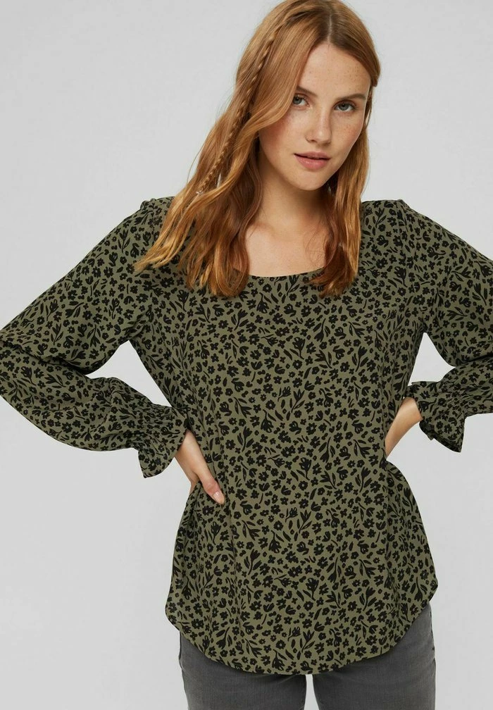 Edc By Esprit EASY BLOUSE - Blouse - Dark Khaki 1 Edc By Esprit EASY BLOUSE - Blouse - Dark Khaki