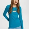 Edc By Esprit LONGSLEEVE - Long Sleeved Top - Teal Blue