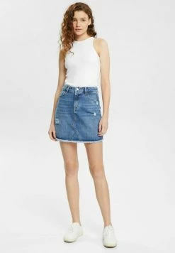 Edc By Esprit Denim Skirt - Blue Medium Washed
