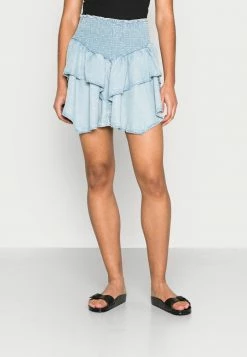 Edc By Esprit SMOCKING - Pleated Skirt - Blue Bleached