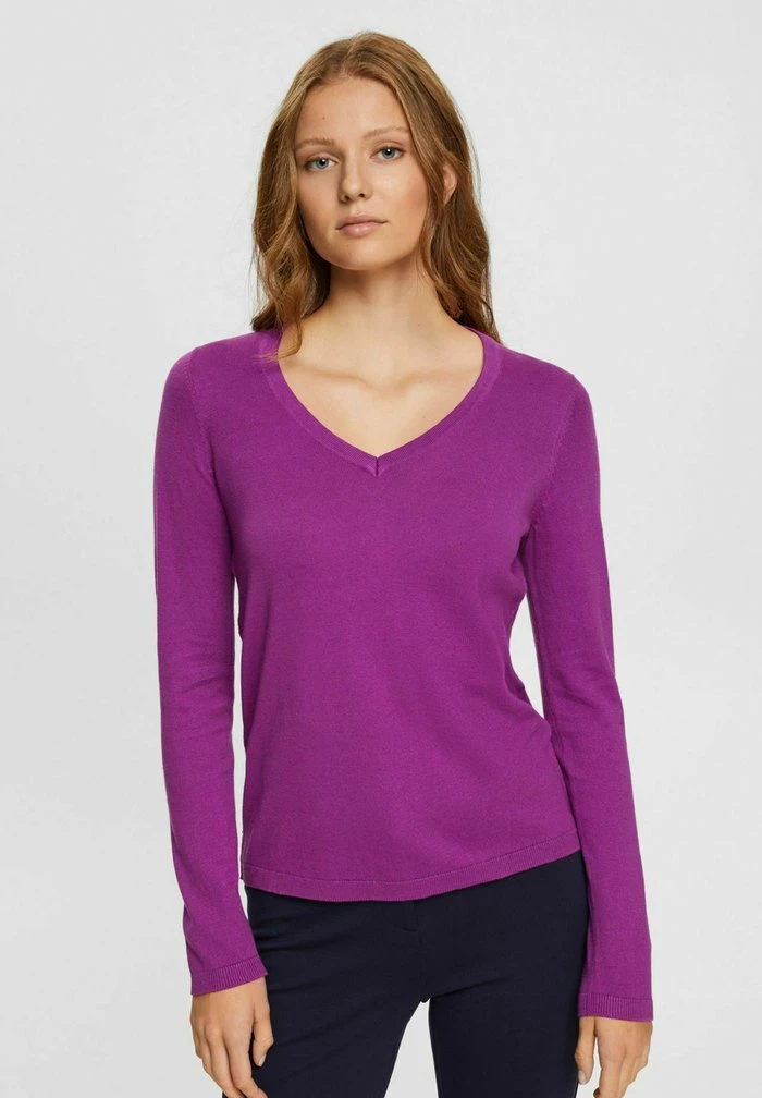 Edc By Esprit V-NECK - Jumper - Violet 1 Edc By Esprit V-NECK - Jumper - Violet