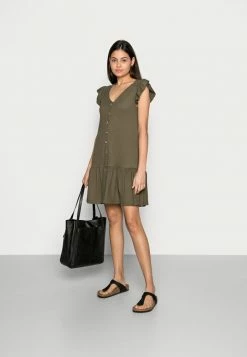 Edc By Esprit CRINKLE DRESS - Shirt Dress - Khaki Green -edc by Esprit Shop 24d49a113d2c470794ff4db2eee3c63b