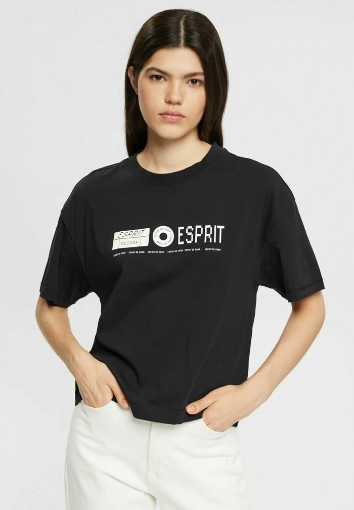 Edc By Esprit MIT PRINT AUF VORDER UND RÜCKENTEIL - Print T-shirt - Black 1 Edc By Esprit MIT PRINT AUF VORDER UND RÜCKENTEIL - Print T-shirt - Black
