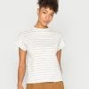 Edc By Esprit BCI STRIPE - Print T-shirt - Off White