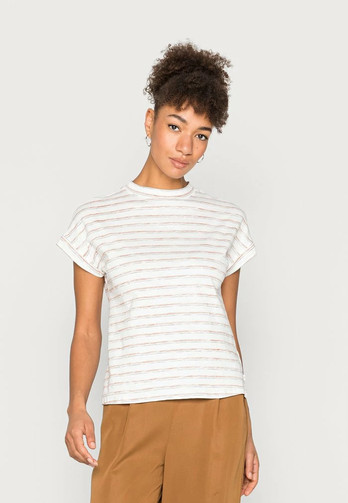 Edc By Esprit BCI STRIPE - Print T-shirt - Off White 1 Edc By Esprit BCI STRIPE - Print T-shirt - Off White