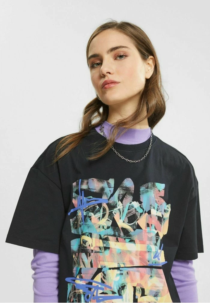 Edc By Esprit MIT GRAFFITI PRINT - Print T-shirt - Black 5 Edc By Esprit MIT GRAFFITI PRINT - Print T-shirt - Black - Image 5