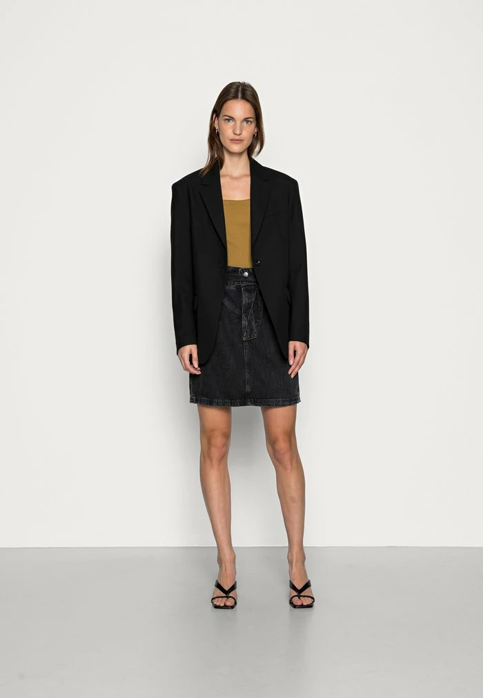 Edc By Esprit PAPERBAG - Mini Skirt - Black Dark Wash 2 Edc By Esprit PAPERBAG - Mini Skirt - Black Dark Wash - Image 2