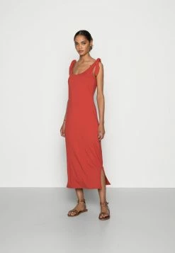 Edc By Esprit TIE DRESS - Jersey Dress - Terracotta