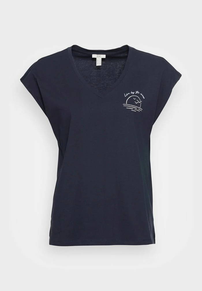 Edc By Esprit EMBRO - Basic T-shirt - Navy 4 Edc By Esprit EMBRO - Basic T-shirt - Navy - Image 4