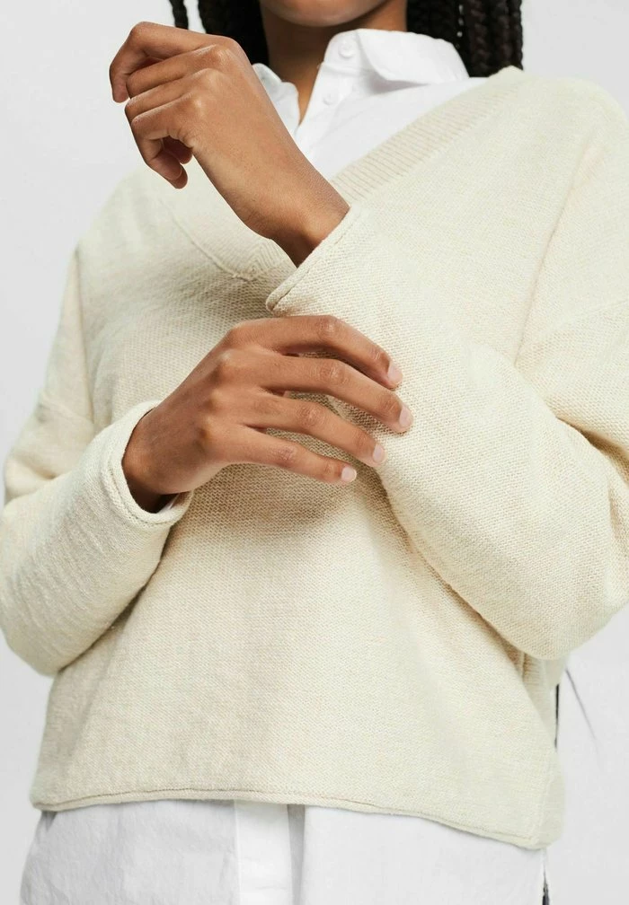 Edc By Esprit MIT V-AUSSCHNITT - Jumper - Sand 6 Edc By Esprit MIT V-AUSSCHNITT - Jumper - Sand - Image 6