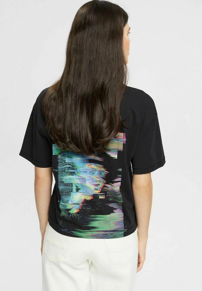 Edc By Esprit MIT PRINT AUF VORDER UND RÜCKENTEIL - Print T-shirt - Black 3 Edc By Esprit MIT PRINT AUF VORDER UND RÜCKENTEIL - Print T-shirt - Black - Image 3