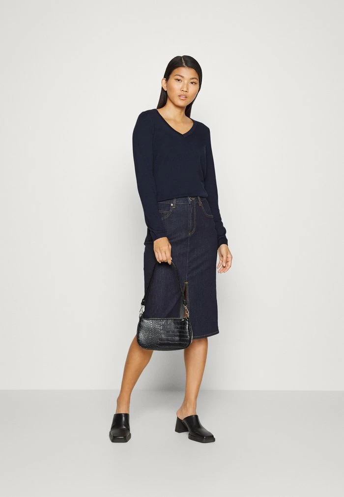 Edc By Esprit BASIC V-NECK - Jumper - Navy 2 Edc By Esprit BASIC V-NECK - Jumper - Navy - Image 2