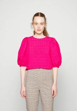 Edc By Esprit PUFFY BLOUSE - Print T-shirt - Pink Fuchsia