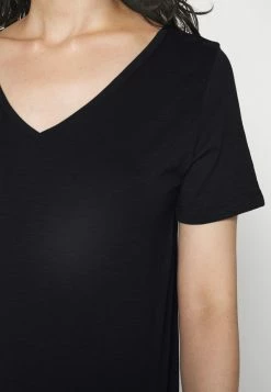 Edc By Esprit SLUB V NECK - Basic T-shirt - Black -edc by Esprit Shop 3c1029f85c2e4be8a9e1b9ae45be292d