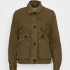 Edc By Esprit BIG POCKET - Denim Jacket - Khaki Green