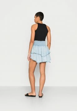 Edc By Esprit SMOCKING - Pleated Skirt - Blue Bleached -edc by Esprit Shop 40aca7053ce74141915d263f5da4847a