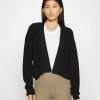 Edc By Esprit CROP SOFT SHORT OPEN CARDIGAN - Cardigan - Black