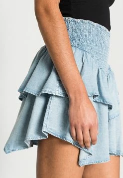Edc By Esprit SMOCKING - Pleated Skirt - Blue Bleached -edc by Esprit Shop 40c672d26f904b68b9c4f354806f6943