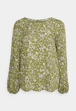 Edc By Esprit GATHERED BLOUSE - Long Sleeved Top - Olive -edc by Esprit Shop 41814fa778dc4c17b403765dd4ca18bb