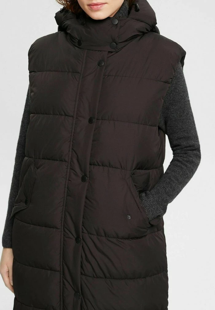 Edc By Esprit LONGLINE - Waistcoat - Black 4 Edc By Esprit LONGLINE - Waistcoat - Black - Image 4