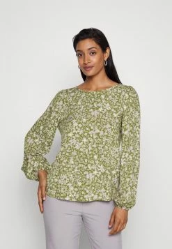 Edc By Esprit GATHERED BLOUSE - Long Sleeved Top - Olive