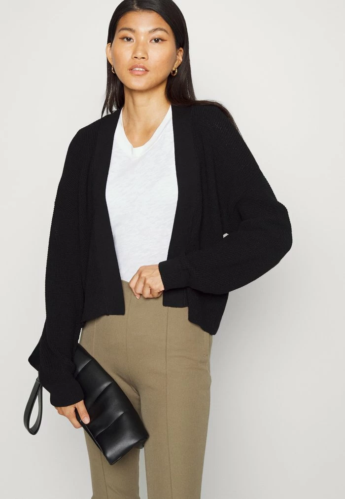 Edc By Esprit CROP SOFT SHORT OPEN CARDIGAN - Cardigan - Black 4 Edc By Esprit CROP SOFT SHORT OPEN CARDIGAN - Cardigan - Black - Image 4