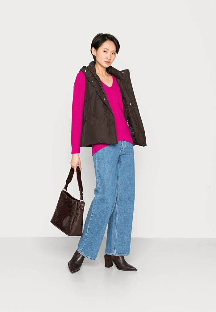 Edc By Esprit V-NECK STRUCTURE SWEATER - Jumper - Pink Fuchsia 2 Edc By Esprit V-NECK STRUCTURE SWEATER - Jumper - Pink Fuchsia - Image 2