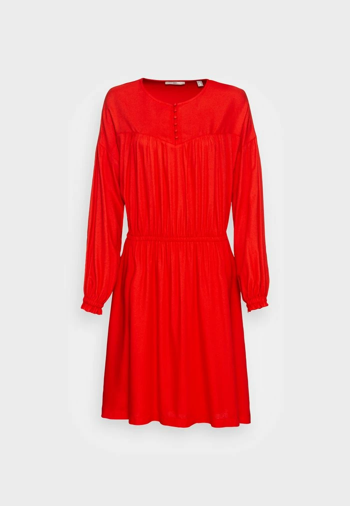 Edc By Esprit GATHERED - Day Dress - Orange Red 4 Edc By Esprit GATHERED - Day Dress - Orange Red - Image 4