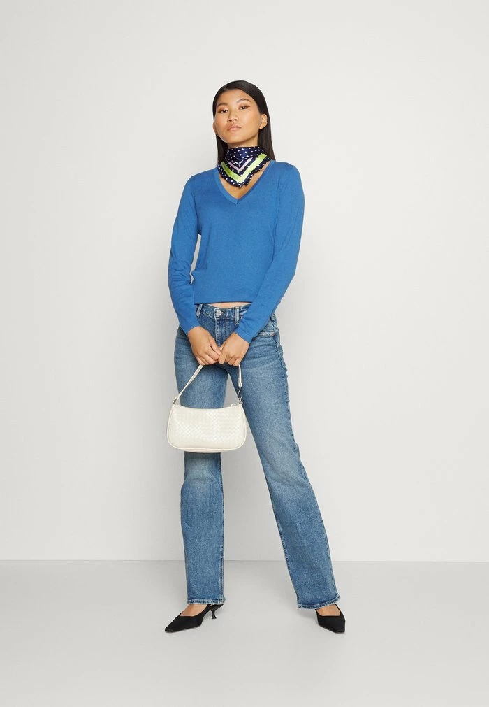 Edc By Esprit BASIC V-NECK - Jumper - Blue 2 Edc By Esprit BASIC V-NECK - Jumper - Blue - Image 2