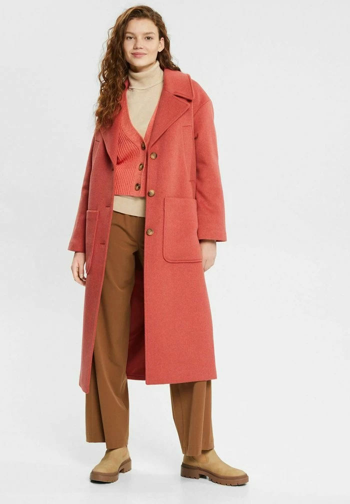 Edc By Esprit LANGER - Classic Coat - Coral 2 Edc By Esprit LANGER - Classic Coat - Coral - Image 2