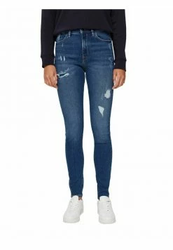 Edc By Esprit IM DESTROYED LOOK - Jeans Skinny Fit - Blue Dark Washed -edc by Esprit Shop 492f7d46dad84f268d6d8d98595b89e8