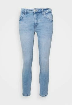 Edc By Esprit MEDIUM RISE CROPPED - Jeans Skinny Fit - Blue Light Wash