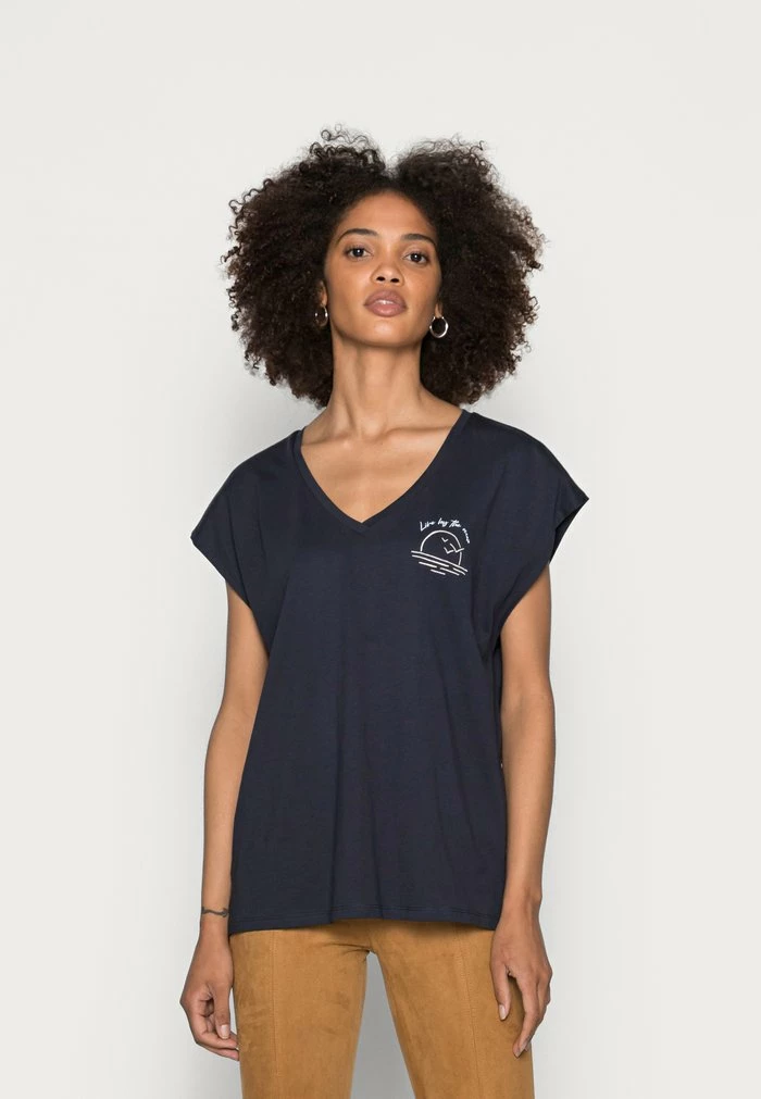 Edc By Esprit EMBRO - Basic T-shirt - Navy 1 Edc By Esprit EMBRO - Basic T-shirt - Navy