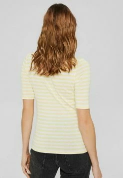 Edc By Esprit FULL NEEDLE SQUARE NECK STRIPED - Print T-shirt - Pastel Yellow -edc by Esprit Shop 4bcbda236be44bd6ae18fe21ab8df566