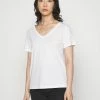 Edc By Esprit SLUB V NECK - Basic T-shirt - White