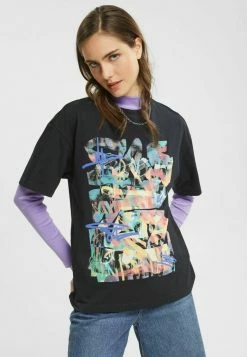 Edc By Esprit MIT GRAFFITI PRINT - Print T-shirt - Black