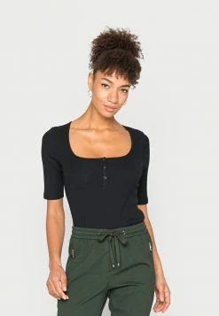 Edc By Esprit HENLEY - Basic T-shirt - Black